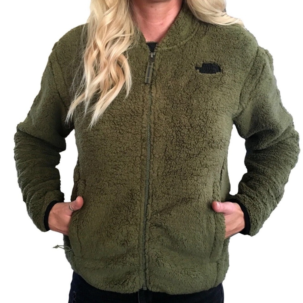 The North Face Women's Osito Bomber Sherpa Fleece Jacket Olive Green M